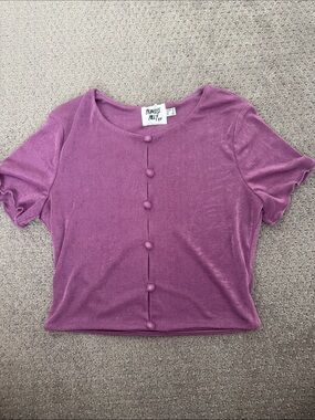 Princess Polly Mauve Button-Front Crop Top